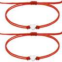 SmileBelle Red Bracelet for Women, Mother Daughter Bracelet with Heart as Friend Protection Jewelry, Red String of Fate as Matching Couple Jewelry for Him Her, Kabbalah Chinese Rope for Family Friend