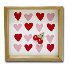 Holiday Home Valentine's 8-Inch Block Sign - Hearts With Cherry, 2PCS, 8x8