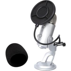 Blue Yeti Pop Filter Foam Windscreen - 5.5 Inch Diam 6 Layers Pop Filter for Mic Cover Yeti Pop Screen Compatible with Blue Yeti Microphone Professional Metal Pop Filter by YOUSHARES