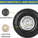 GICOOL 4.10/3.50-4" Flat Free Tire and Wheel, 10" Heavy Duty Solid Tire, 5/8" Axle Bore Hole, 2.2" Offset Hub, for Hand Truck Garden Cart Wagon Trolley Dolly, 2 Pack