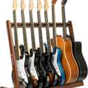 STRICH Wooden Guitar Stand Multiple Guitars, Guitar Rack for 5 Acoustic or 8 Electric Guitars & Basses, Floor Standing Multi Guitar Display for Studio & Home - Protective Padding, SMT-10 (8-Holder)