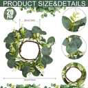 20 PCS Eucalyptus Candle Rings Wreaths - Artificial Greenery Wreath Green Leaves Pillar Candle Holder for Tabletop Wall Farmhouse Wedding Table Centerpieces Kitchen Home Decor