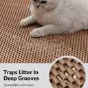 Cooyes Cat Litter Mat - Cut to Fit Any Place, 47"x35" Extra Large Litter Trapping Mat for Litter Box, Easy to Clean, Waterproof & Non-Slip Kitty Pad, Scatter Control to Protect the Floor (Khaki)