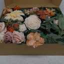 Ling's moment Fall Artificial Wedding Arch Flowers Kit Pack of 4, 2pcs Hanging Flower Arrangement 2pcs Drapes Ceremony Rose Arbor Backdrop Brunt Orange Terracotta Floral Party Autumn Outdoor Decor