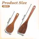 2 Pcs Wooden Spatula Set for Cooking, Flat Wooden Spatula, 13 Inches Natural Wooden Spatulas, Long Handle Flat Frying Spatulas, Cooking Utensils for Stir-Fry Pans, Non-Stick Pans, Cooking Pots