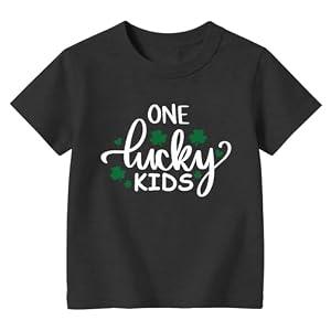 St Patricks Day Shirt Kids-Irish Toddler Shirt Cute Shamrock Baby Tee Tops One Lucky Kids Short Sleeves, 130
