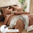 Monbix Oversized King Comforter Set - 7 Pieces Cationic Dyeing Autumn Leaf Bed in a Bag Bed Sets with Comforter, Sheets, Pillowcases & Shams, Reversible Bedding Comforters Sets