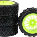 4 X Green RC 1:10 Scale On-Road Tires Wheel Rims Hex 12MM Crossing Rubber
