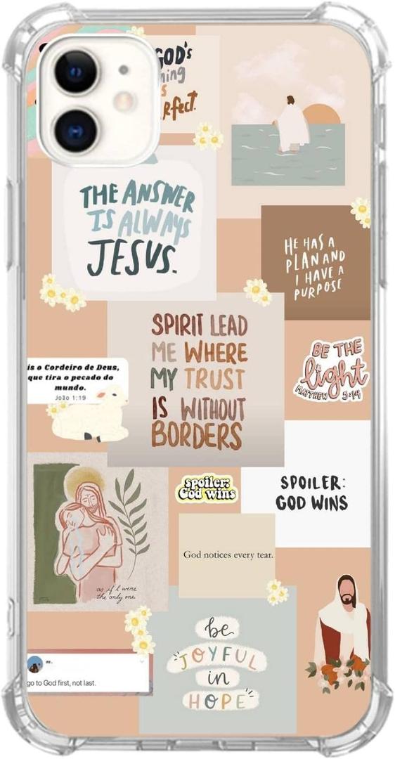Christian Quotes Collage Phone Case Compatible with iPhone 12/iPhone 12 Pro, Christian God Case for Girl Women Men, Silicone Shockproof TPU Bumper Protective Cover Case for iPhone 12/iPhone 12 Pro