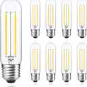 Dimmable T10 LED Bulbs, 5000K Daylight T30 LED Tubular Edison Light Bulbs 2W Tube Vintage Led Bulbs 25 Watt Equivalent, E26 Medium Base 200LM, Clear Glass Cover, 8-Pack