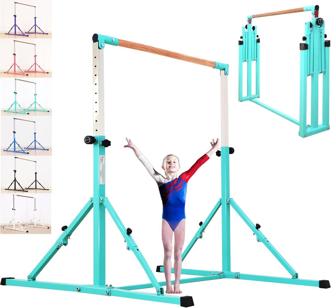 MARFULA 4FT/5FT Gymnastic Bar Set Gymnastics Kip Bar with 5 Ft Length 4Ft Inner Width 5ft Adjust Height Gymnastics Training Bar Equipment for Kids Professional Training Home and Club Use