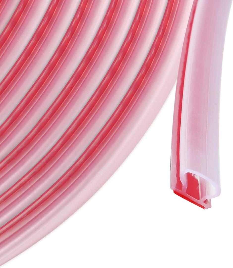 20 Feet Rubber Weather Stripping Door Seal Strip, Self-Adhesive Backing D-Shape Door Weather Stripping for Door Frame Insulation, Easy Cut to Size(Transparent)