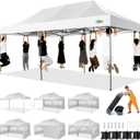 COBIZI 10x20 Heavy Duty Pop up Canopy Tent with 6 sidewalls Easy Up Commercial Outdoor Wedding Party Tents for Parties All Season Wind & Waterproof Gazebo Roller Bag, White(Frame Thickened)