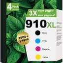 910XL Ink Cartridges Combo Pack Replacement for HP 910 XL 4 Pack (HP910XL HP910) to use with 8015e 8025e 8020 8028e 8025 8010 8035 8030 8035e 8034e 8028 8022e 8015 Printers (Cyan Magenta Yellow Black)