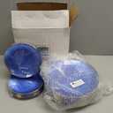 Rubtlamp 100Pcs Blue Gold Plastic Plates, Blue Disposable Plates With Gold Rim, Hammered Plastic Plates Include 50 Dessert Platos, 50 Dinner Platos for Party