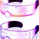 TOODOO 2 Pairs LED Visor Glasses 7 Colors Futuristic Glasses Light up Punk Accessories for Rave Party Costume