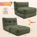 Homkdom Bean Bag Chair,Giant Bean Bag Chairs for Adults 31.49" H with Foldable Ottoman for Living Room, Bedroom or Balcony,Big Lounge Chair with Memory Foam Filled,Lazy Floor Sofa,Plush,Comfy,Green