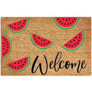 Welcome Mats for Front Door Entry Welcome Watermelon Fruit Non Slip Rubber Mat for Home Indoor Farmhouse Funny Kitchen Rugs Patio Greeting Front Porch Rugs 16x24 Inch