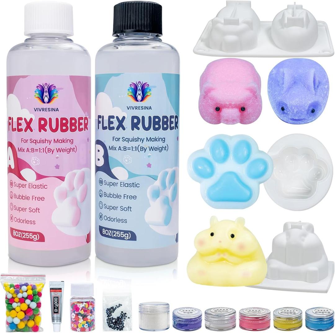Squishy Kit 16 OZ Liquid Silicone for Squishy Making Kit Fufu Squishies Making Kits Silicone Rubber DIY Decompression Gift