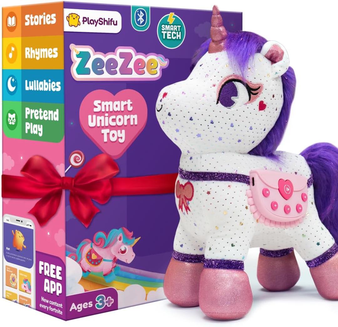 PlayShifu Smart Talking Plush Toy for Kids  ZeeZee Unicorn Doll | Interactive Singing & Storytelling Soft Toy | Bluetooth Play | Gift for Girls & Boys Ages 36 | Unicorn Gifts