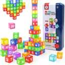 XNYV Magnetic Alphabet Blocks 40pcs - Educational STEM Learning Toys for Kids 3-8 | Portable Travel Letter Number Math Kit | Montessori Preschool Gifts Boys Girls