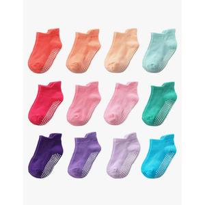 Non Slip Grip Ankle Baby Socks 12 Pack for Toddler Boys and Girls Kids Infant Baby Cute Cotton Socks