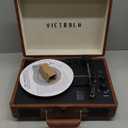 Victrola Journey Bluetooth Portable Suitcase Record Player  with Built-in Speakers, 3 Speed Vinyl Record Player, RCA Out, Headphone Jack (Brown)