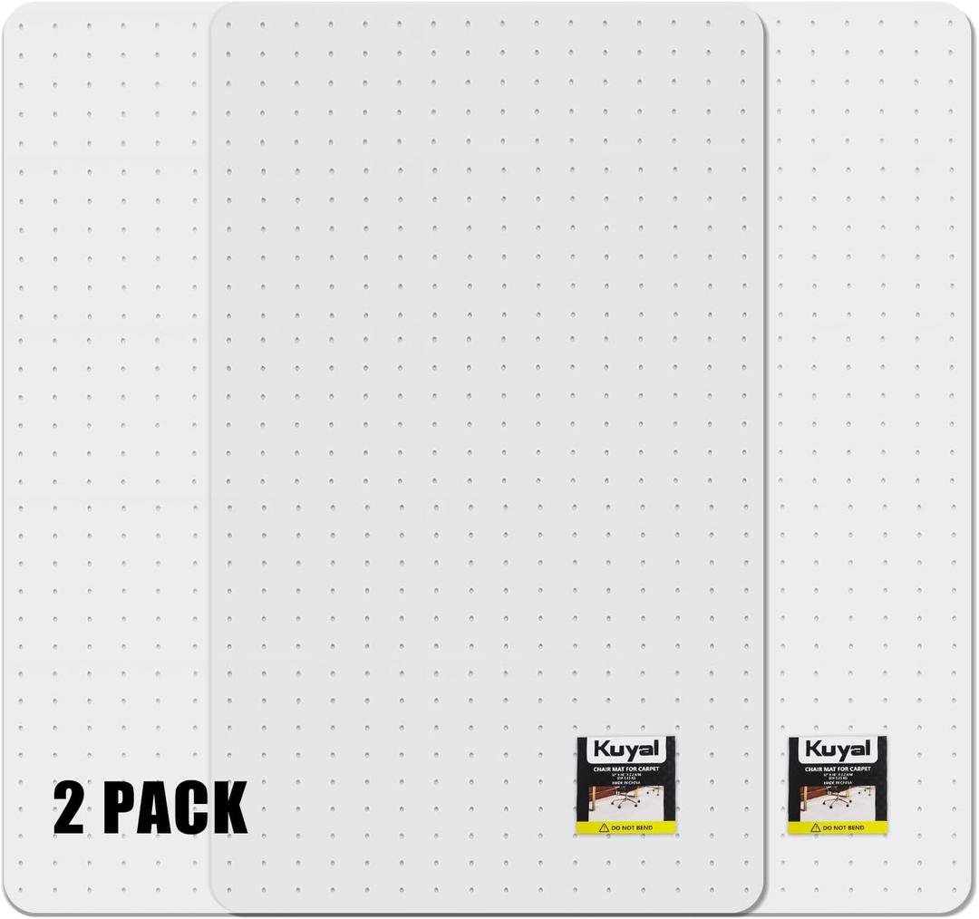 Kuyal Office Chair Mat for Carpet, Set of 2, 40x48 Clear Heavy Duty Computer Chair Mat, Under Desk Protector Carpeted Floors Mat, Easy Chair Movement,Ship Flat