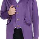 Steampunk Coat Tailcoat,Medieval Clothing Costume,Halloween Renaissance Vampire Costumes (120 (5-6 Years), Purple)