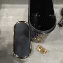 Bathroom Trash Can with Lid 3.1 Gallon Narrow Trash Can Small Plastic Trash Bin 12 Liter Rectangular Plastic Garbage Can with Press Type Lid for Bedroom Bathroom (Blackwhite)