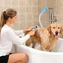 Slip-On Faucet Sprayer Attachment with 6 Ft Hose for Pet Bathing, Kitchen and Utility Sink - Includes 2 Zip-Tie Rings - Fits Round Faucets/Showerheads Up to 3" Diameter