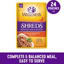 Wellness Healthy Indulgence Shreds Adult Wet Cat Food, Natural, Protein Rich, Grain Free, Tuna and Shrimp Recipe, 3 oz, Pack of 24 Pouches (EXP 06/01/26)