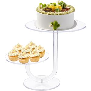 CECOLIC 2 Tier Clear Cake Stand Acrylic Cupcake Display Holder Dessert Pastry Tower for Weddings, Birthdays, Anniversaries, Baby Showers, Afternoon Tea Parties Décor (10 Inches)