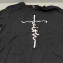 Women Faith Graphic V-Neck Cute Tee Shirts Tops (Small, Black)