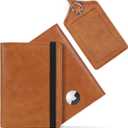 Passport Holder with Airtag Slot and Cards Cash Air Ticket Pocket, Passport Book Cover Case Travel Essentials Brown