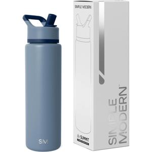 Simple Modern Water Bottle with Straw Lid | Vacuum Insulated Stainless Steel Metal Thermos | Reusable Leak Proof BPA-Free Flask for Sports Gym | Summit Collection | 30oz, Blue Dune