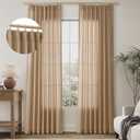 Tan Brown Pinch Pleat Linen Curtains 84 Inch Length 2 Panels for Living Room Dining Burlap Back Tab Semi Sheer Linen Drapes Rustic Country Light Filtering Privacy Window Treatment 84 Inches Long