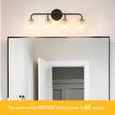 Daunton 4-Light Vintage Vanity Light, Black and Gold Bathroom Vanity Light Fixtures Over Mirror, Elegant Bathroom Light Fixtures with Clear Glass Shade, Wall Sconce Lighting for Bedroom, Living Room, 24.8in