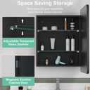20x28 Medicine Cabinet with Lights,Wall or Recessed Mounted LED Bathroom Mirror Cabinet, Defogger, Storage Shelf, 3 Color Dimmable Light with Memory Function, Black, Right Hinge