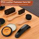 9-in-1 Shoe Shine Kit and Leather Polish Set, Include Black Neutral Shoes Wax 2 Horsehair Brushes, Shoe Polish, Shine Cloths, Boot Care, Cleaning Gifts for Men Women