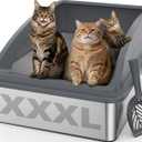 Stainless Steel Litter Box Extra Large for Big Cats and Multi-Cats | Jumbo Extra Large Metal Cat Box with High Sided Lid, Anti-Urine Leakage, Non-Stick,Include Litter Scoop (Dark Gray)