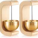 Zonon 2 Pcs Magnetic Wooden Wind Chime Doorbell Decoration Shopkeepers Bell for Door Opening C Shape for Housewarming Gift Refrigerator Room Garden Restaurant (Nature Beech)