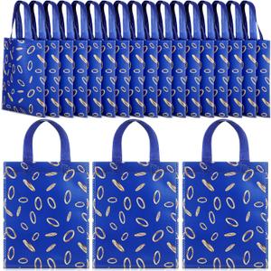 20 Pcs 8 x 10inch Blue with Gold Ring Print Themed Goodie Bags Video Game Party Favor Candy Treat Non-woven Bags for Video Game Party Decorations and Birthday Supplies