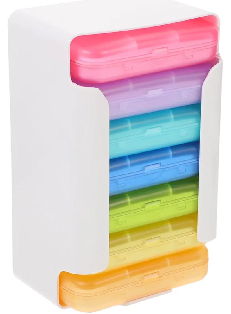 Portable Weekly Medicine Organizer Box Compact Pill Case with Compartments Travel-Friendly Plastic Holder for Daily Vitamins and Supplements