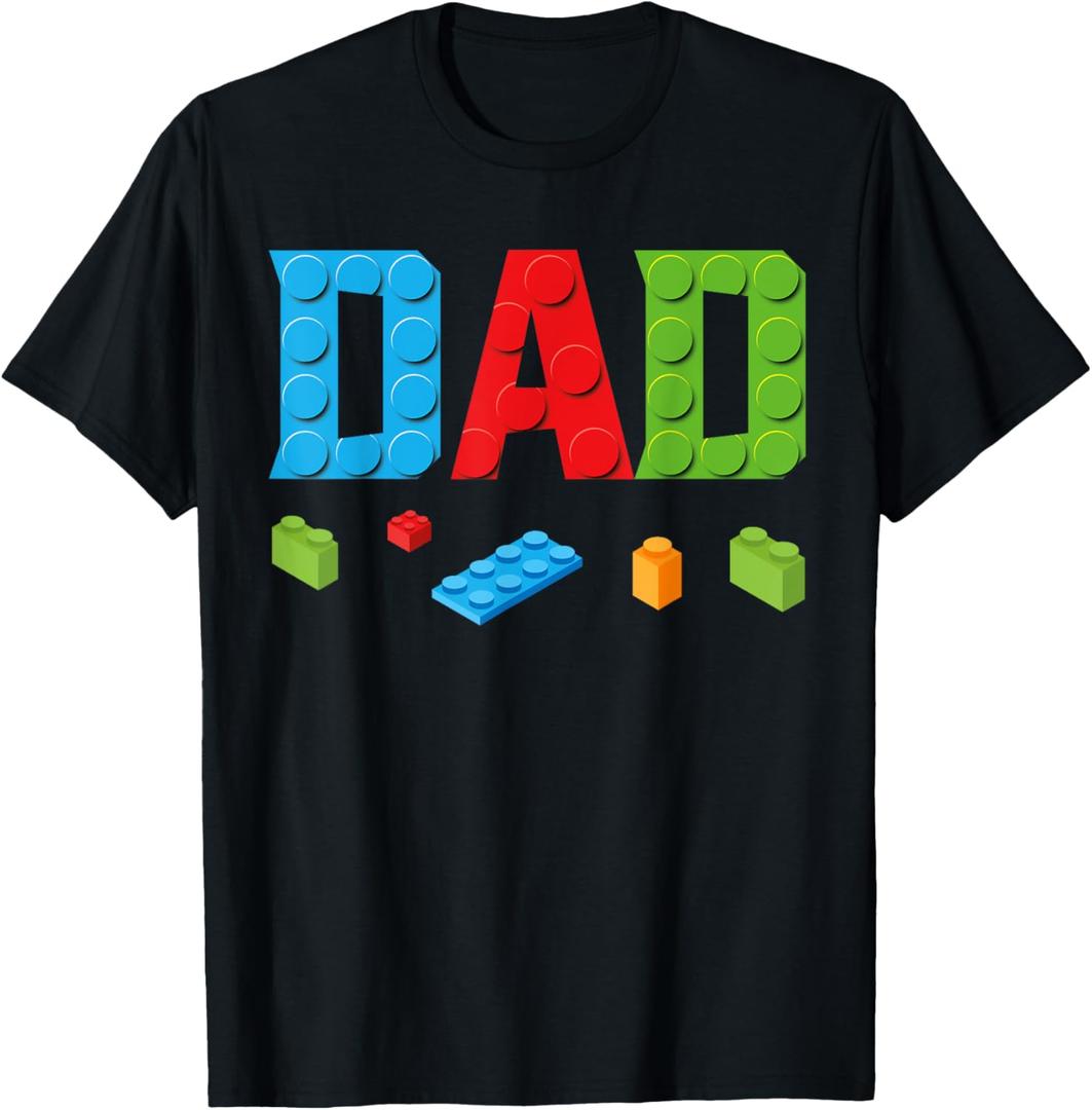 Dad Master Builder Building Bricks Blocks Family Set Parents T-Shirt (Small, Black)