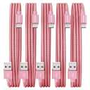 USB to USB C Cable (5-Pack, 3/3/6/6/10FT), USB A to Type C Cable, Fast Charging Nylon Braided Sync Transfer Cord USB C Charger for Phone 16/15/iPad, Galaxy S/Note/A, Pixel and More (Pink)