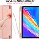 iMieet New iPad Pro 12.9 Case 2022(6th Gen)/2021(5th Gen) with Pencil Holder [Support iPad 2nd Pencil Charging/Pair],Trifold Stand Smart Case with Soft TPU Back,Auto Wake/Sleep(Rose Gold)