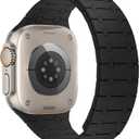 Compatible with Apple Watch Band 49mm 46mm 45mm 44mm 42mm 41mm 40mm 38mm, Silicone Magnetic Adjustable Loop Strap for iWatch Ultra 3/2/1 SE3 Series 11 10 9 8 7 6-1 (49/46/45/44/42, Black)