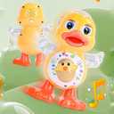 Dancing Duck Toy, Tummy Time Toys with Music & Flashing Lights, Interactive Musical Duck with Colorful Wings (Duck)