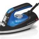 Hamilton Beach 2-in-1 Steam Iron for Clothes and Garment Steamer with 5 Temperature Settings, Nonstick Soleplate, 1200 Watts, 8’ Cord, Black & Blue (14525F)